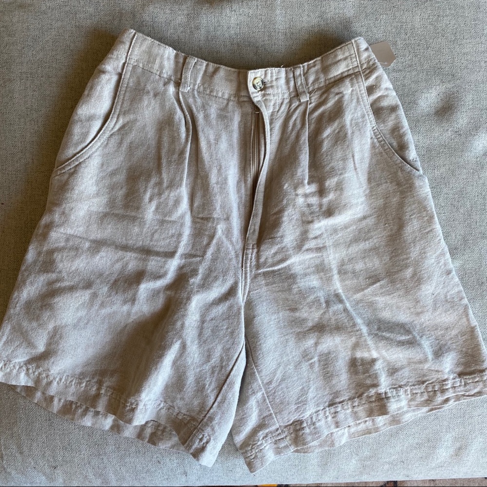 Vintage linen wide-legged shorts